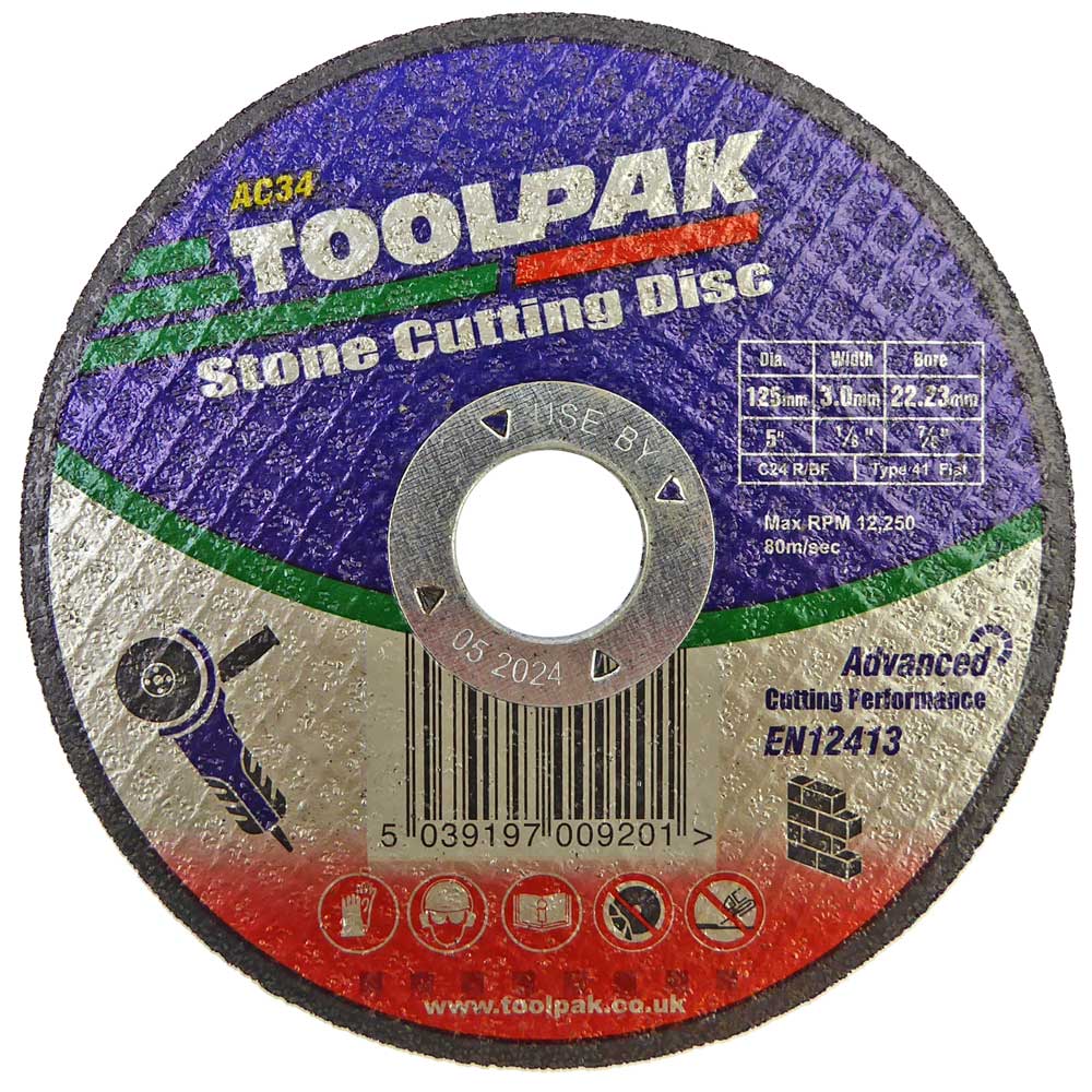 Large Rocks Uk 125mm x 3.2mm x 22.23mm Stone Cutting Disc